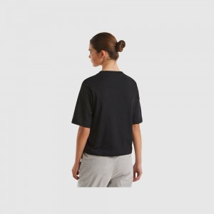 United Colors of Benetton 100% cotton boxy fit T-shirts Damen Schwarz | DNGJPY146