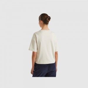 United Colors of Benetton 100% cotton boxy fit T-shirts Damen Beige | DIANLP015