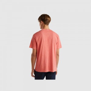 United Colors of Benetton 100% cotton print T-shirts Herren Koralle | DGHNYM261