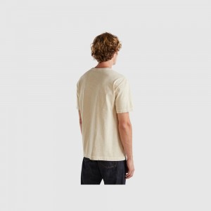 United Colors of Benetton 100% cotton print T-shirts Herren Beige | AVOETJ921