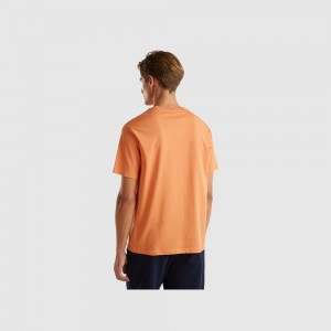 United Colors of Benetton 100% organic cotton basic T-shirts Herren Orange | QUAFZW528