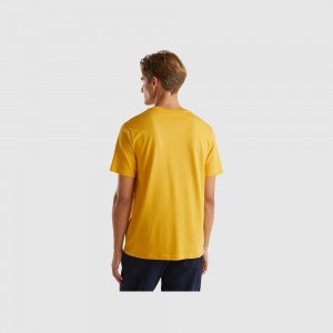 United Colors of Benetton 100% organic cotton basic T-shirts Herren Senfgelb | BJFEAI293