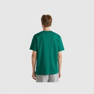 United Colors of Benetton 100% organic cotton basic T-shirts Herren Dunkelgrün | VKLSFP769