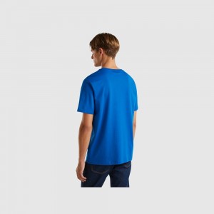 United Colors of Benetton 100% organic cotton basic T-shirts Herren Blau | RNPZTX978