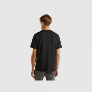 United Colors of Benetton 100% organic cotton basic T-shirts Herren Schwarz | OGFSZC860