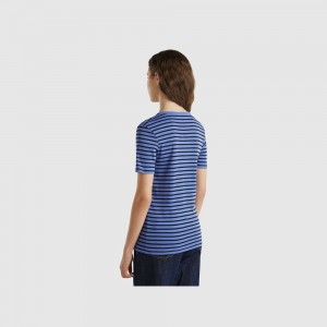 United Colors of Benetton Crew neck striped T-shirts Damen Weiß | HCDXZR453
