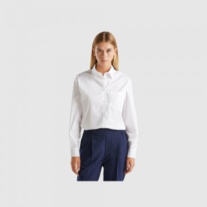 United Colors of Benetton Oversized fit Hemd Damen Weiß | QLTFZH860