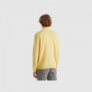 United Colors of Benetton Turtleneck in pure Merino wool Pullover Herren Gelb | RWZJBQ754