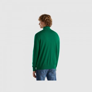 United Colors of Benetton Turtleneck in pure Merino wool Pullover Herren Grün | ZIWJEM573