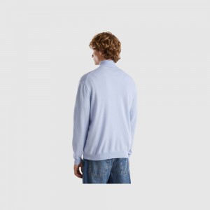 United Colors of Benetton Turtleneck in pure Merino wool Pullover Herren Hellblau | AWYTOJ496
