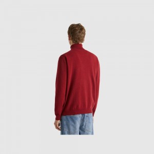 United Colors of Benetton Turtleneck in pure Merino wool Pullover Herren Rot | UBJNKT432