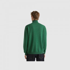 United Colors of Benetton Turtleneck in pure Merino wool Pullover Herren Grün | FROAPD461