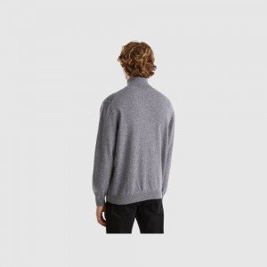 United Colors of Benetton Turtleneck in pure Merino wool Pullover Herren Dunkelgrau | XKCZUO569