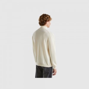 United Colors of Benetton Turtleneck in pure Merino wool Pullover Herren Weiß | XOKGEU958