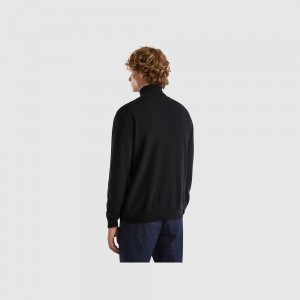 United Colors of Benetton Turtleneck in pure Merino wool Pullover Herren Schwarz | QUTNDJ871