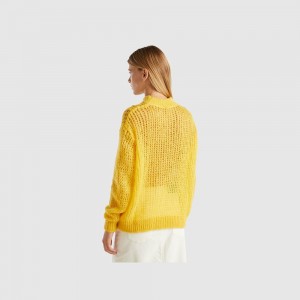 United Colors of Benetton Turtleneck mohair blend Pullover Damen Gelb | KARVMB345