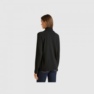 United Colors of Benetton turtleneck cashmere and wool blend Pullover Damen Schwarz | UVFAWC370