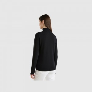 United Colors of Benetton turtleneck pure Merino wool Pullover Damen Schwarz | SOPVAK749